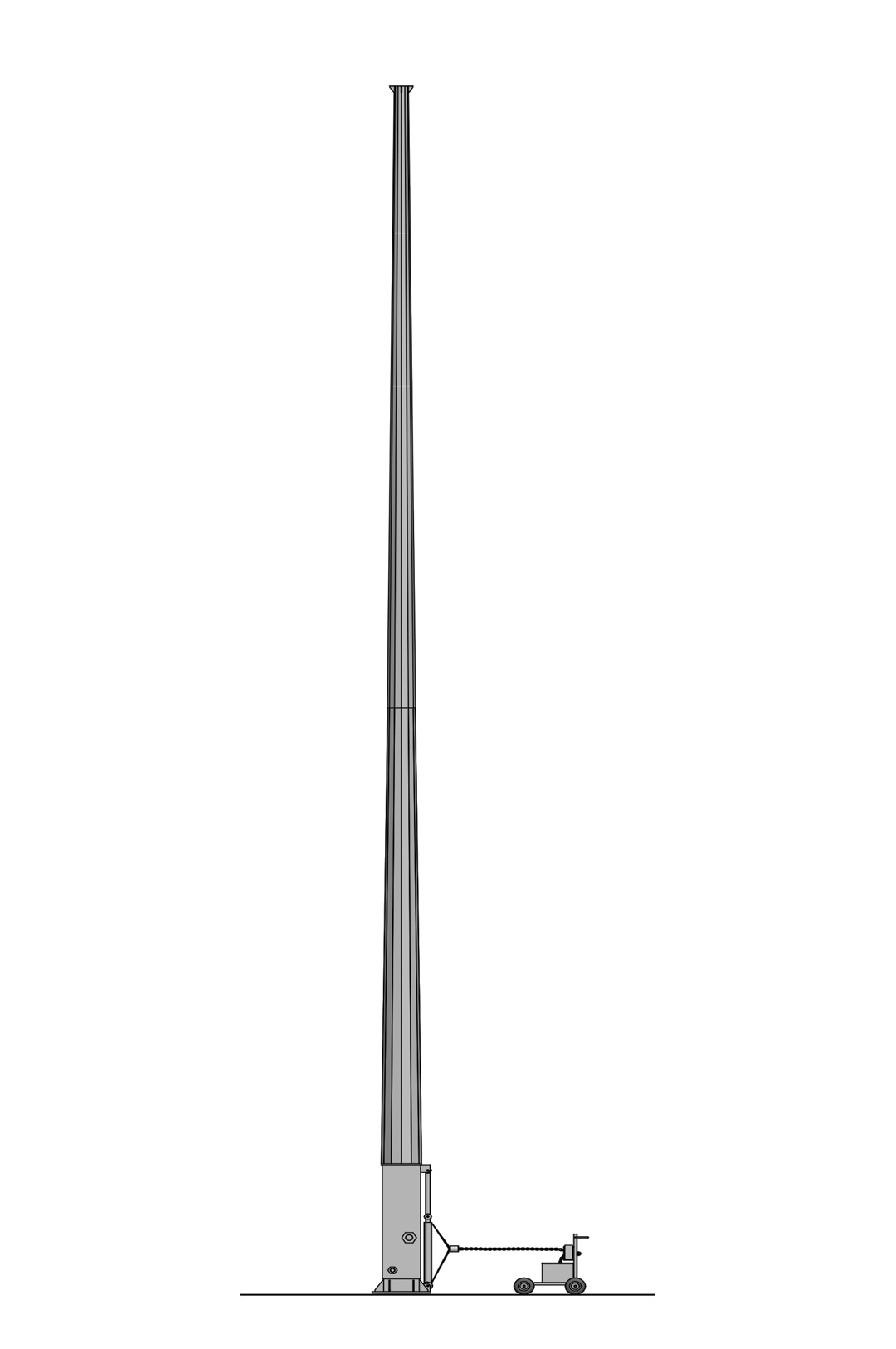 Base hinged hydraulic Masts_AKY | Zincometal