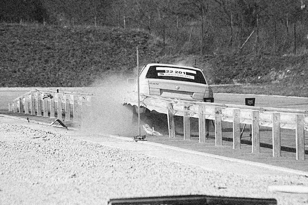 Zincometal crash test guardrail